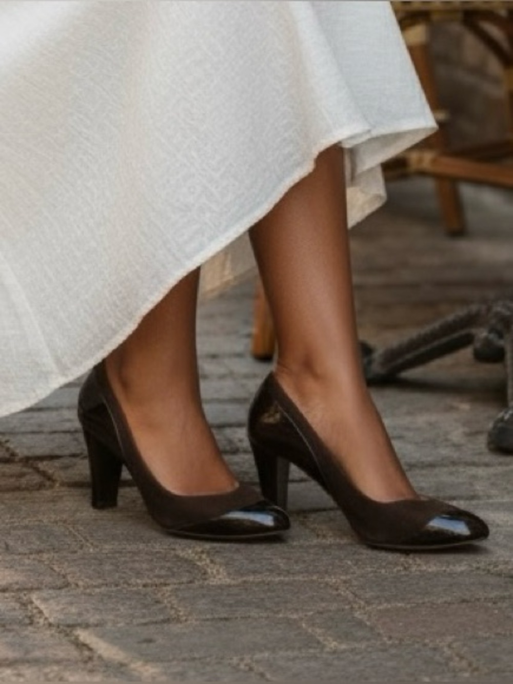 Modern Vintage Brown Suede & Patent Leather Pumps | EU 38.5 | Italy